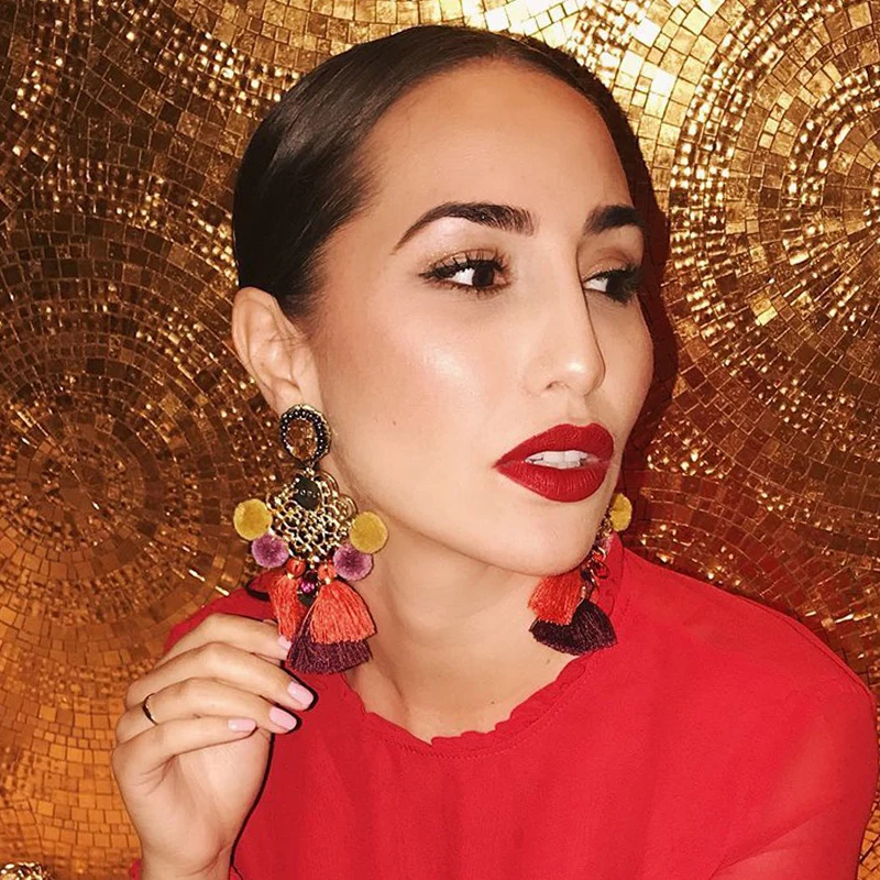 Модные Серьги-Подвески ручной работы богемные серьги с кисточками большие