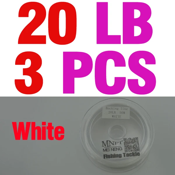 20LB White MNFT 3 катушки рыболовные опорная линия полиэстер оплетка провода 30LB/20LB 50 метров/катушки Плетеный бэк-Fly леска - Цвет: 20LB White