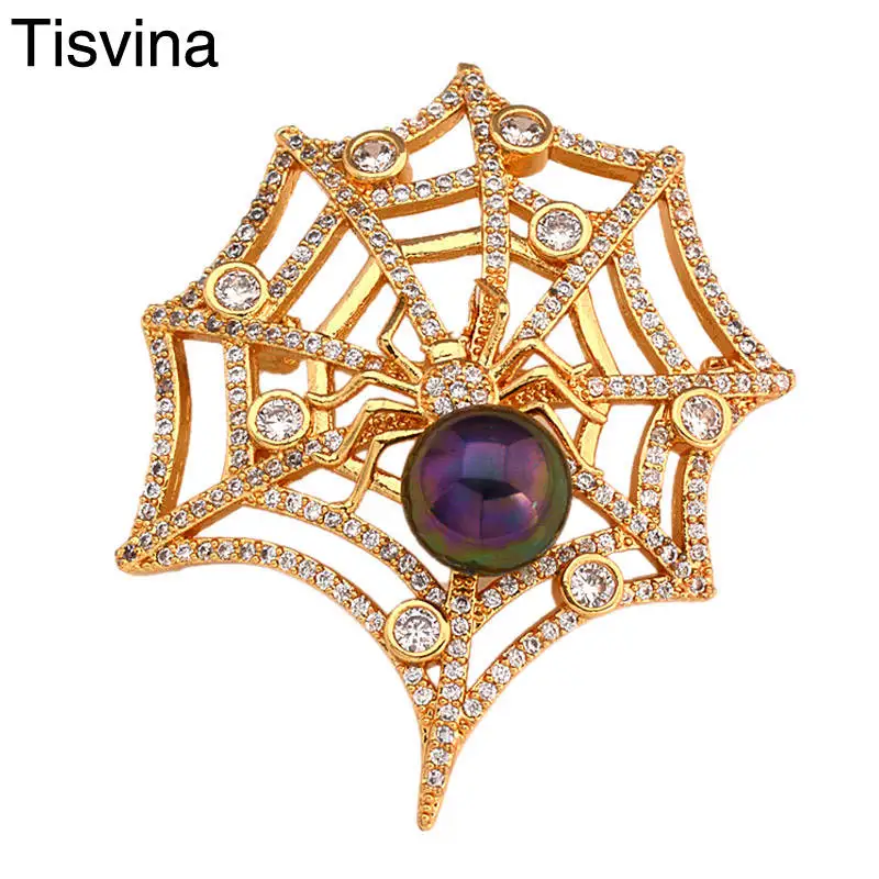 Tisvina 2018 новые жемчужные броши пауки для женщин ювелирные изделия высокое