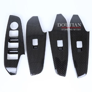 Carbon fiber pattern ABS Внутренняя дверь подлокотник окно Лифт кнопка включения Крышка Накладка для Mazda 3 автомобильные аксессуары - Цвет: Carbon fiber pattern