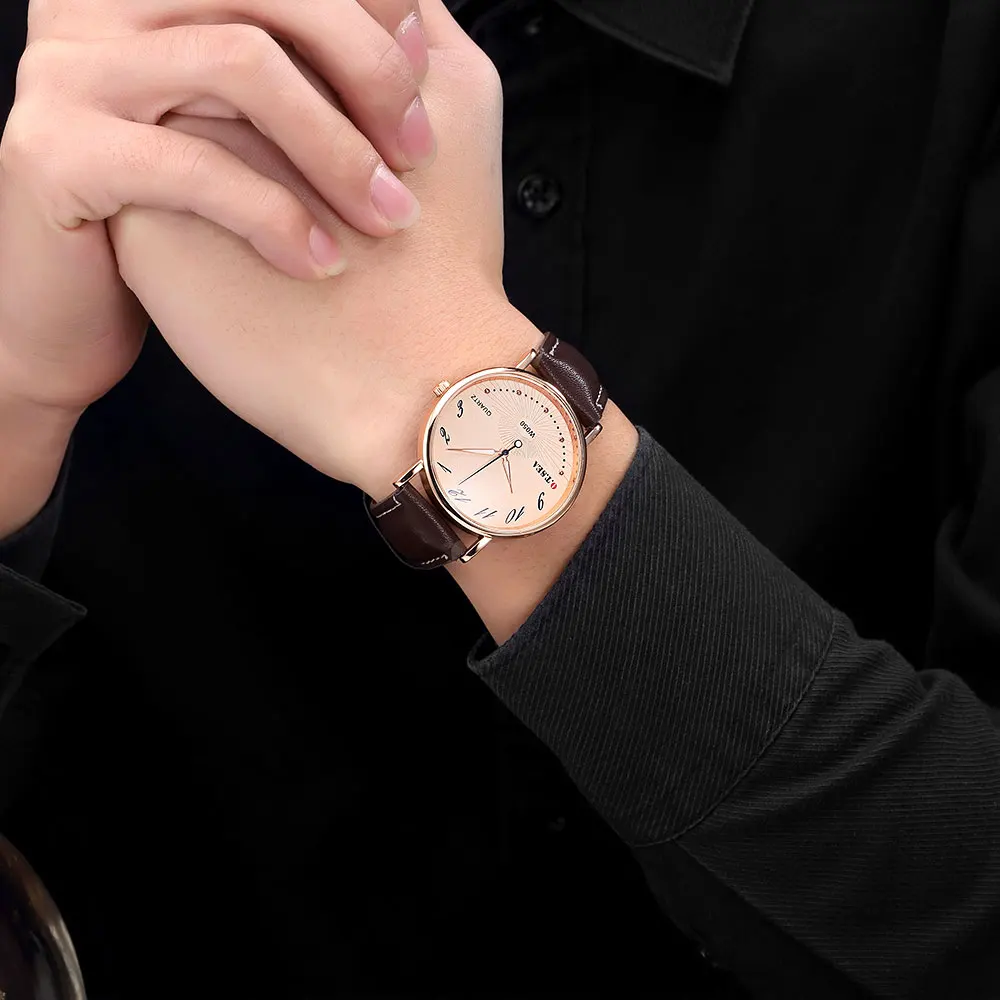 

Hot sale O.T.SEA Brand Faux Leather Watch Men Casual Sports Quartz Wrist Watches Relogio Masculino W050