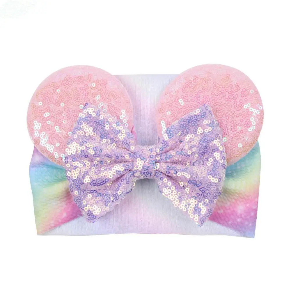 5 &quotметаллические банты для волос Минни Маус ободки девочек большие блестки уши