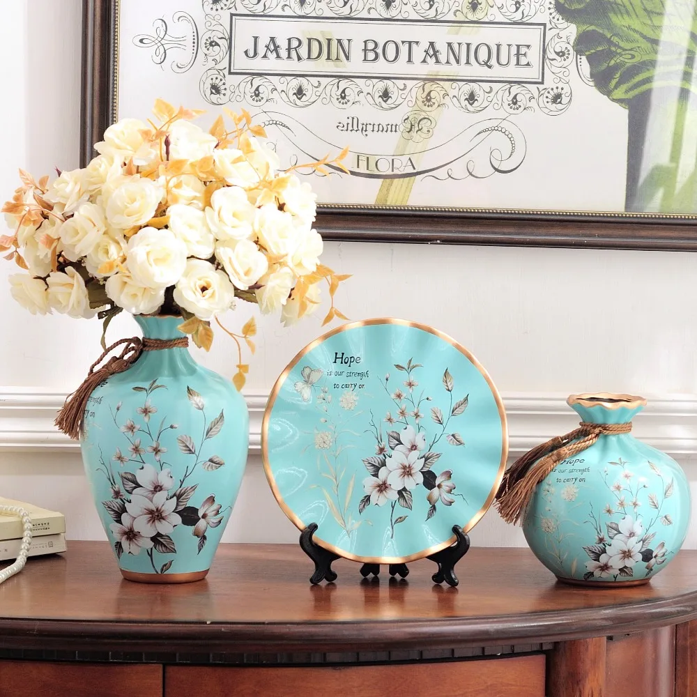 3 шт. керамическая ваза + искусственные цветы|vases decoratives|vase homeluxury vase |