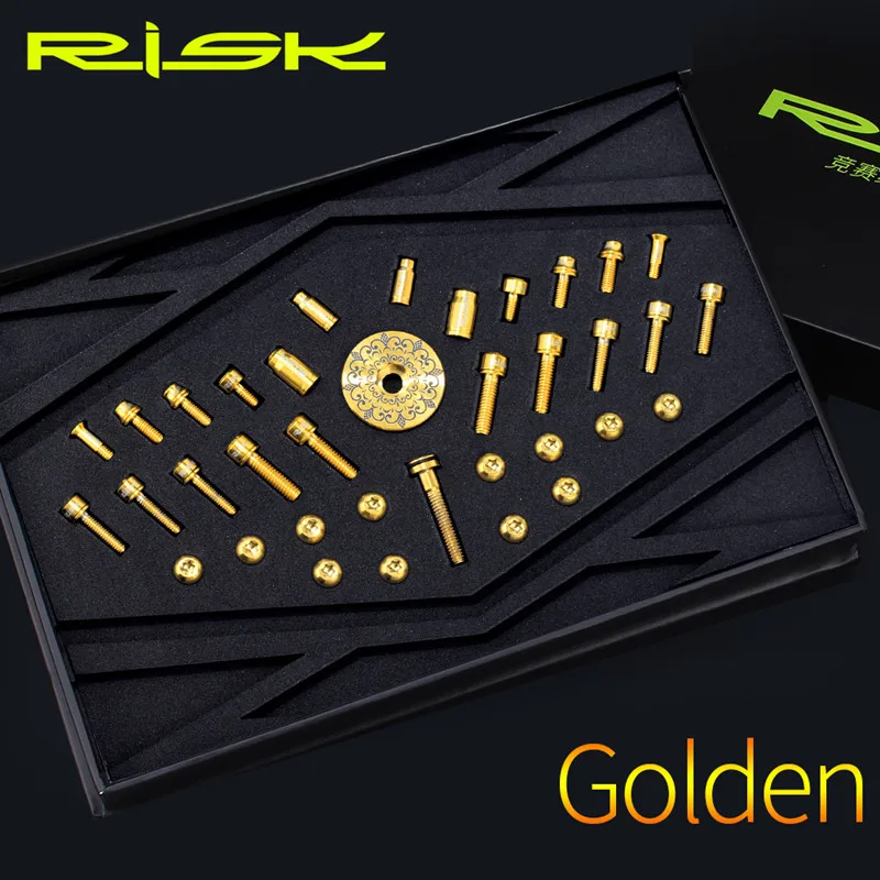 RT106 gold Риск 36 шт. титановый сплав горный велосипед общие болты переключатель/тормоз/клетка/крышка клапана/крепежные болты с шайбой MTB винт велосипедный - Color: RT106 gold