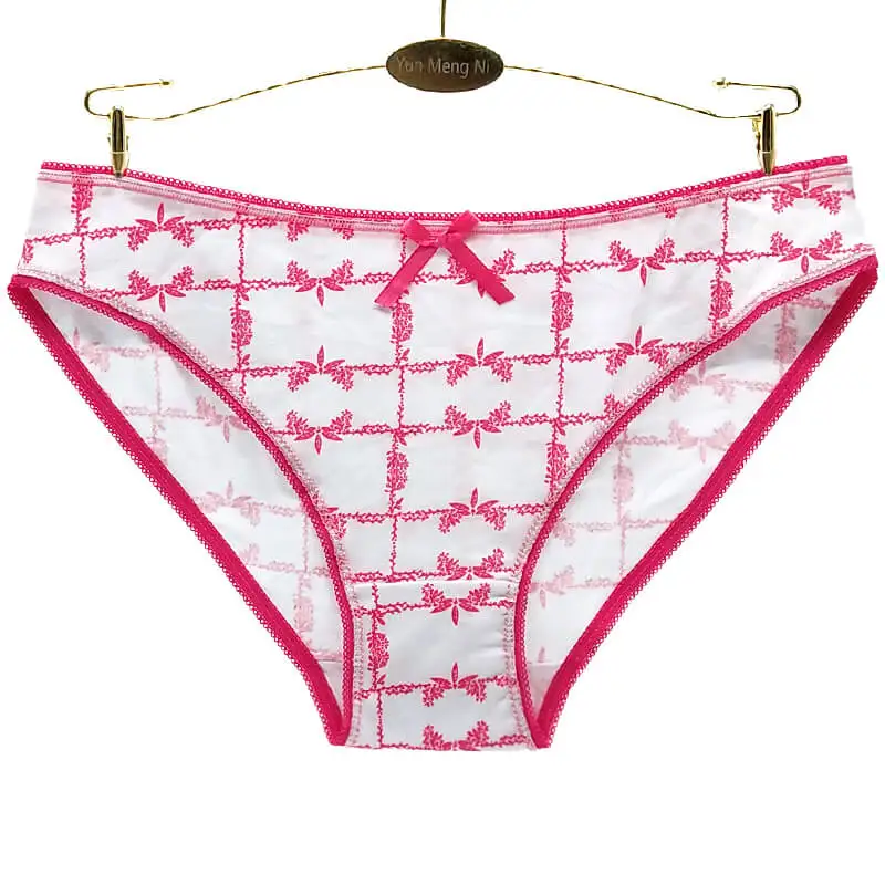 Комплект из 4 хлопковых женских трусиков с принтом в клетку женское короткое