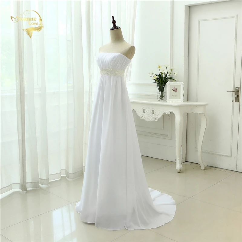 Без бретелек свадебное платье 2021 Империя костюм беременным женщинам Vestidos шифон