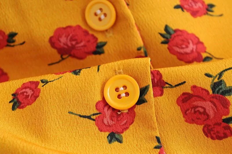 Женская рубашка с цветочным принтом красная однобортная приталенная блузка в