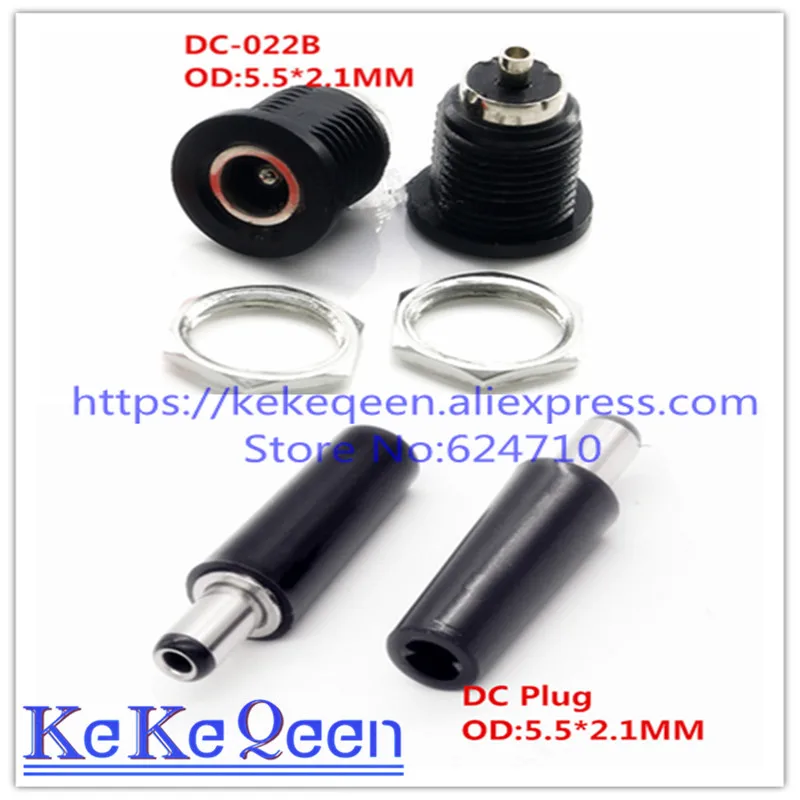 

10 шт., DC022B DC контакт разъема питания, 2,1x5,5 мм, Штекерный разъем, адаптер DC-022B