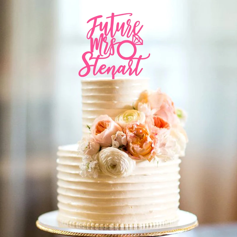 Futurs mrs Love Cake Toppe персонализированные Именные свадебные украшения для торта