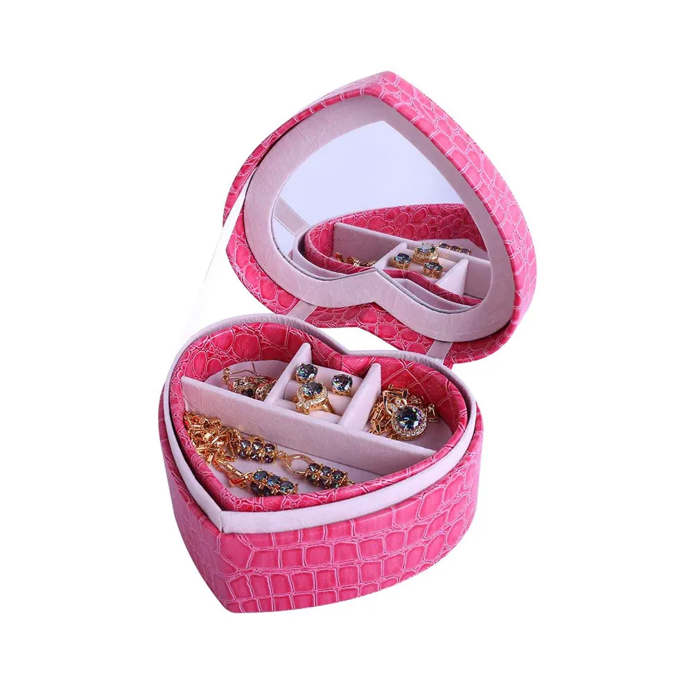 U7 Женские Кожаные Сердце Подарочные Коробки Для Хранения Украшений Органайзер