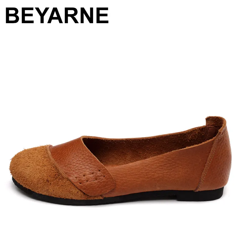 BEYARNE/Новинка года; женская обувь без застежки; женская брендовая обувь на плоской подошве из натуральной кожи; 2 цвета