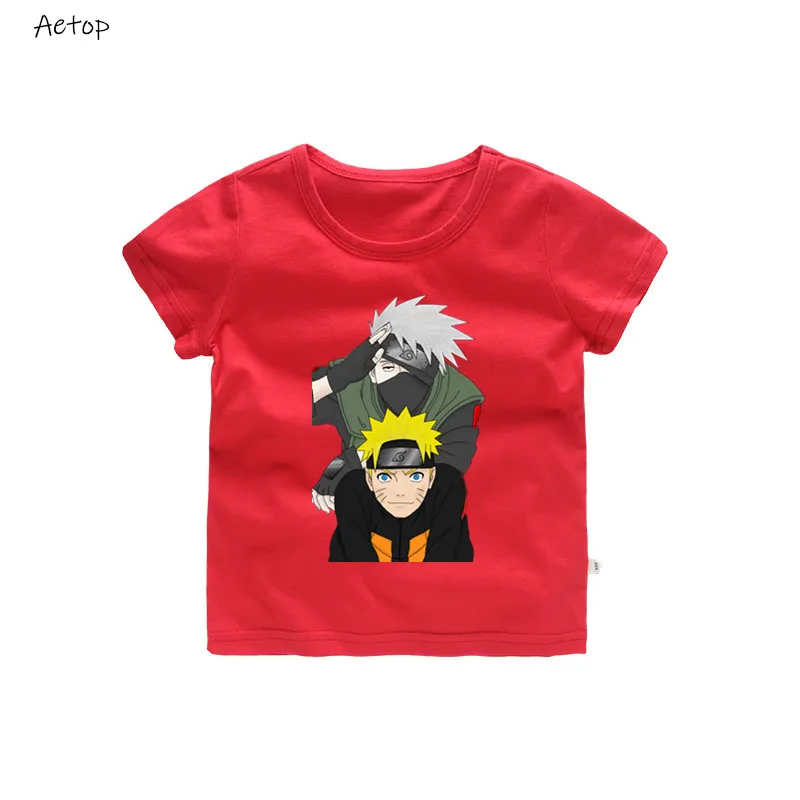 Футболка с принтом Наруто для мальчиков и девочек летняя забавная одежда детей