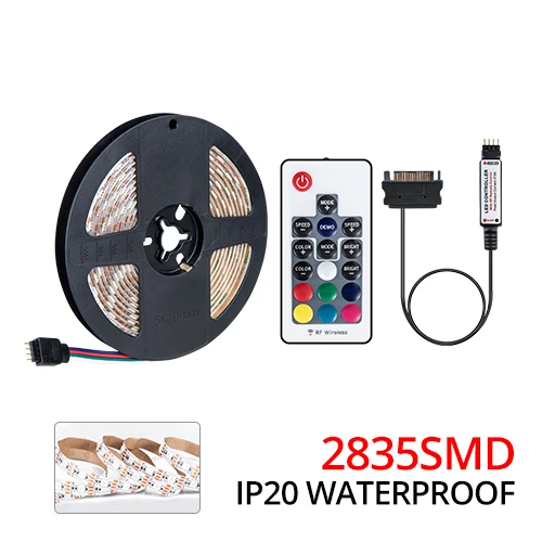 2835 IP20 KIT Интерфейс питания SATA Rgb Светодиодная лента 5 м с РЧ контроллером Светодиодная лента Водонепроницаемая 5050 2835 Диодная лента полный комплект для ПК чехол для компьютера - Испускаемый цвет: 2835 IP20 KIT