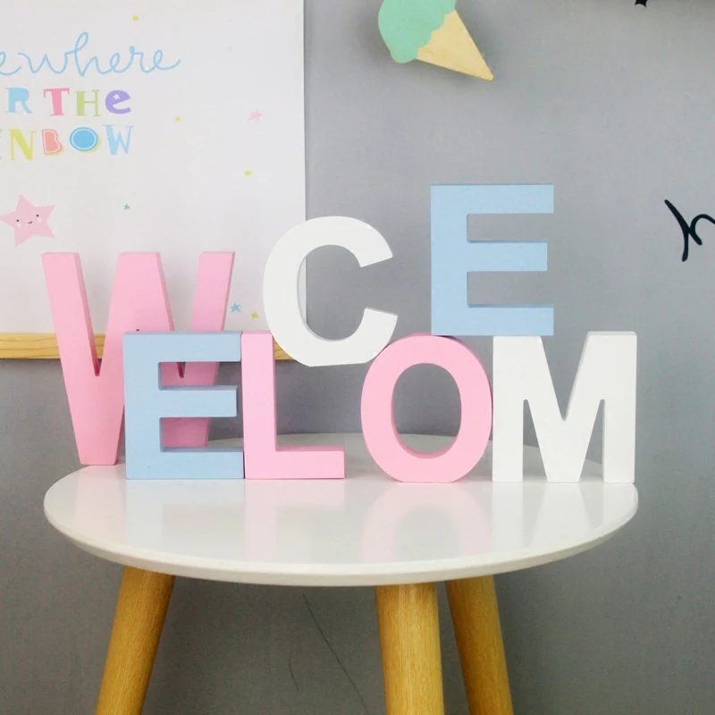 

Colorful English Letters Decorative Wooden Wedding Decoration DIY Personalized Name Children's Room Decoration Shooting Props