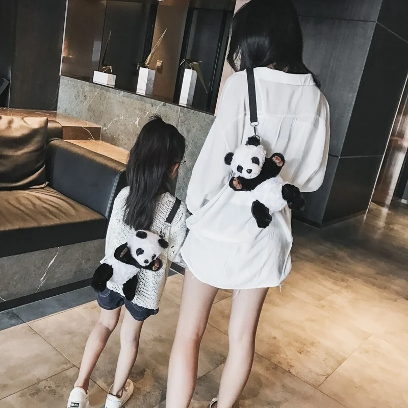 1 Pcs Women's Plush Panda Shoulder Slung Bag Cartoon Cute Fashion Wild Chest Bag