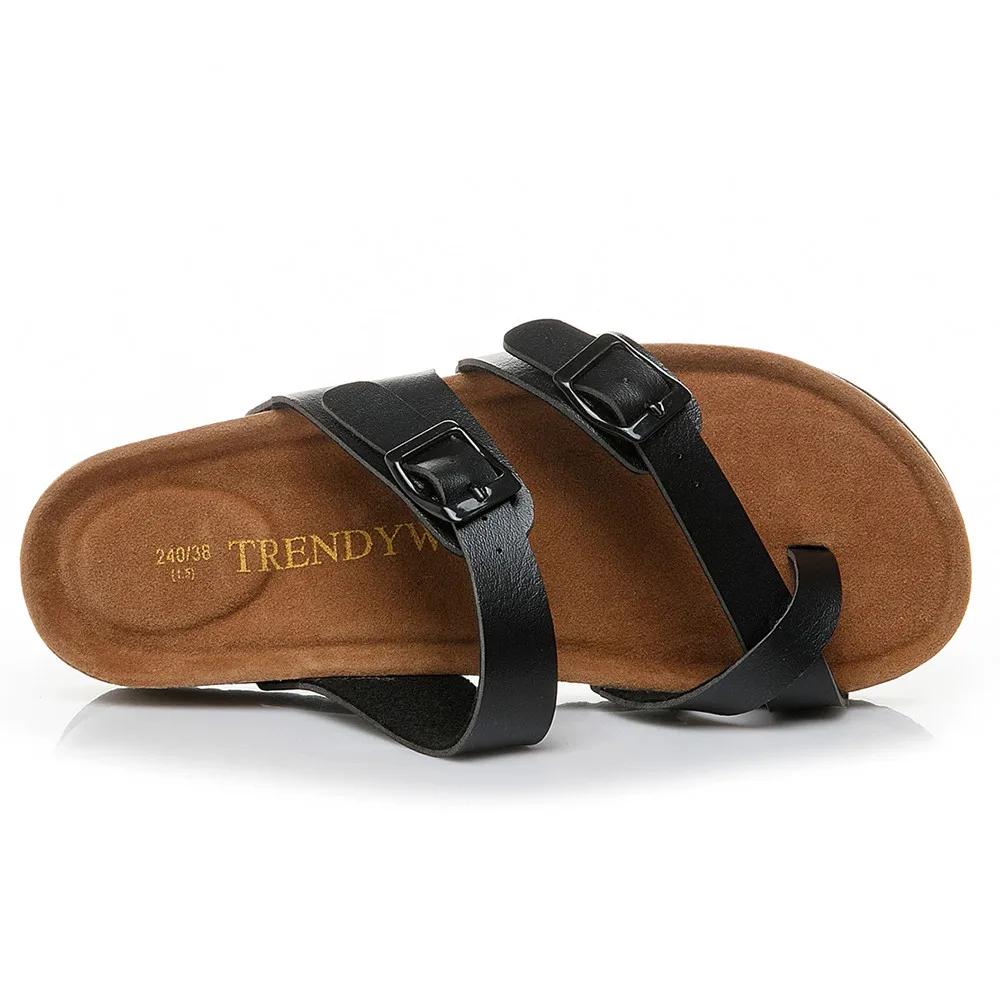 SAGACE/Лидер продаж года; женская обувь; zapatos mujer; женские кожаные сандалии на плоской подошве с двойной пряжкой и ремешком; шлепанцы на толстой подошве из пробкового дерева; size36-43