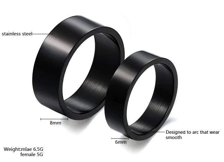 Лидер продаж! Парные кольца из титановой стали ювелирные изделия черного цвета