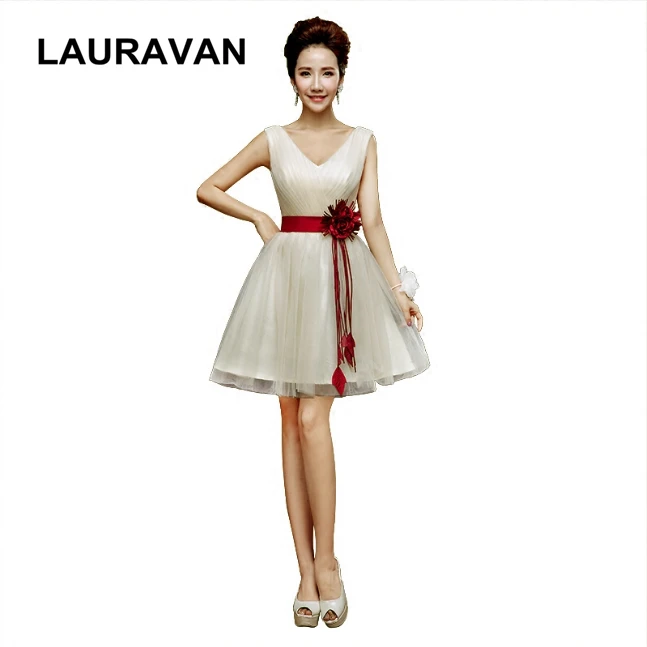 Коктейльные платья цвета шампанского с v образным вырезом длиной до колена 16