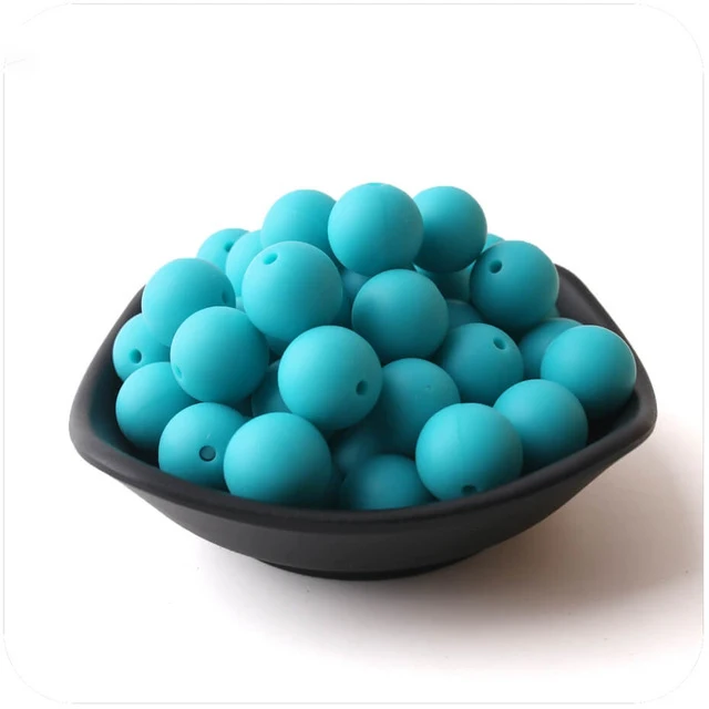 turquoist 10 шт. 15 мм Силиконовые Круглые Бусины DIY Ювелирные изделия прорезывание зубов шеи Детские Прорезыватели Для детская пустышка цепи пищевого качества силиконовые бусины продукты - Цвет: turquoist