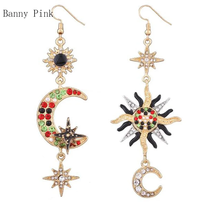 Асимметричные Висячие серьги из сплава с Луной и солнцем полумесяц для женщин