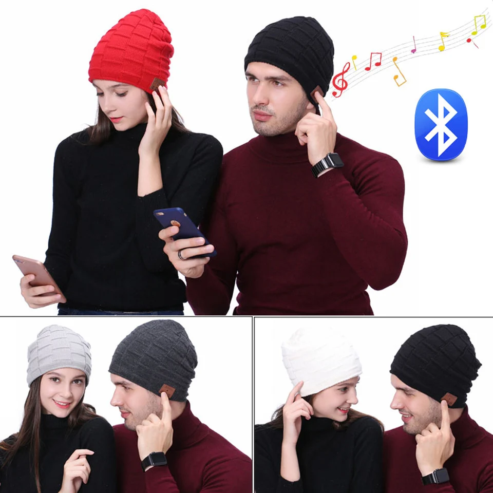 Беспроводные наушники Bluetooth шапка зимняя шапка трикотажные наушники Спортивная гарнитура с микрофоном Громкая Связь Динамик для iPhone sony Xiaomi