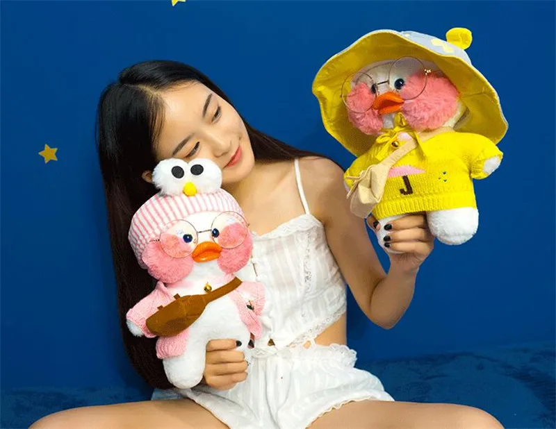 Белый LaLafanfan Kawaii кафе Мими желтая утка плюшевая игрушка милая мягкая кукла мягкие животные куклы детские игрушки подарок на день рождения для детей