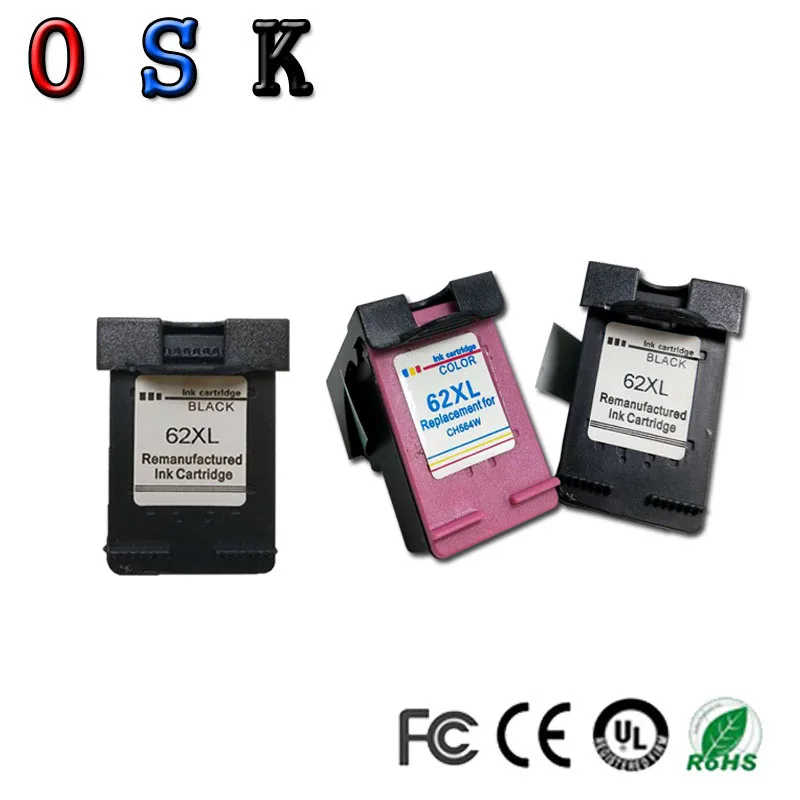OSK 3PK совместимый для 62XL переработанного чернильного картриджа hp62 62 5640 5660 7640 5540 5544