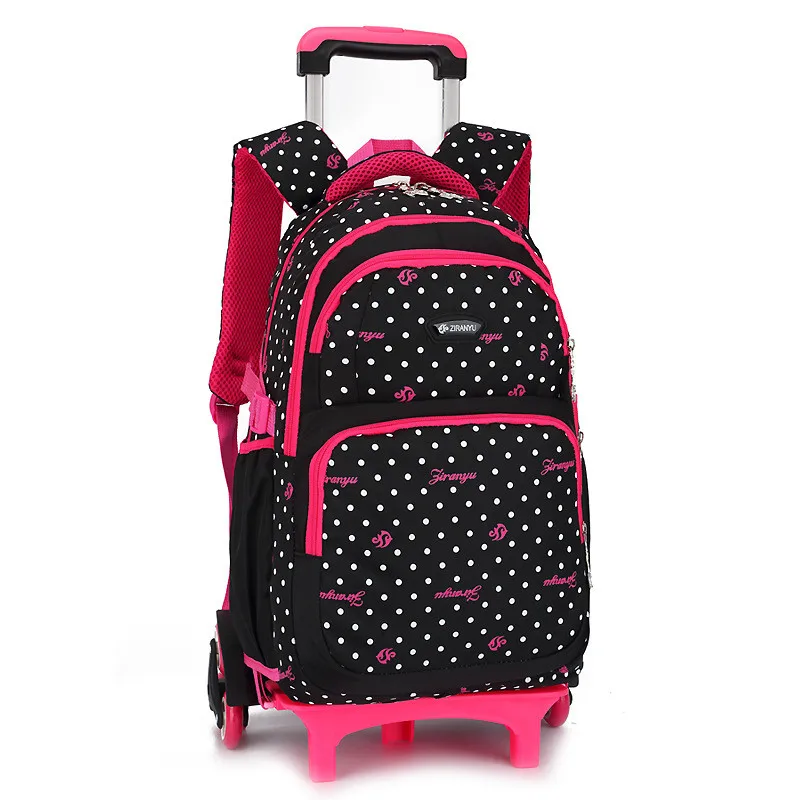 

Fashion 2 or 6 Wheels Girls Trolley school bags backpack detachable children Rolling book bag waterproof travel bags Mochila