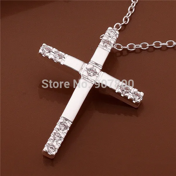 N539 высокое качество подвеска в форме серебряного крестика с Цирконом Модные