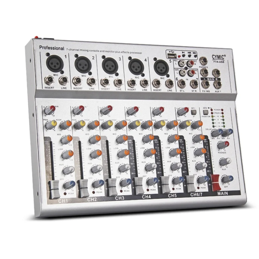 White EU PLUG 7 Мини Портативный аудио микшер с USB DJ звук микшерный пульт MP3 Jack 4 канала караоке 48 в усилитель для караоке KTV матч Вечерние - Цвет: White EU PLUG 7