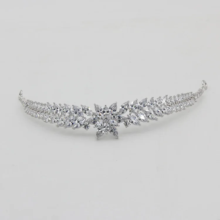 Винтажная прозрачная свадебная тиара SLBRIDAL с инкрустацией из фианита королевская