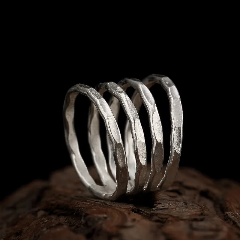 Кольцо из чистого серебра с Тайландом Открытое кольцо ручной работы | Украшения и