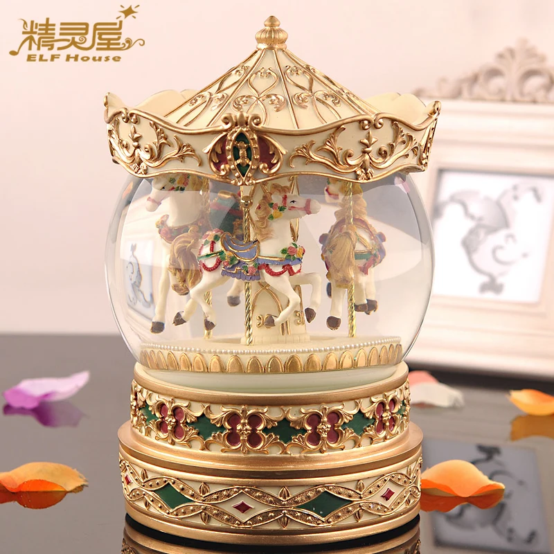 Carousel музыкальная шкатулка в подарок на день рождения виде хрустального шара