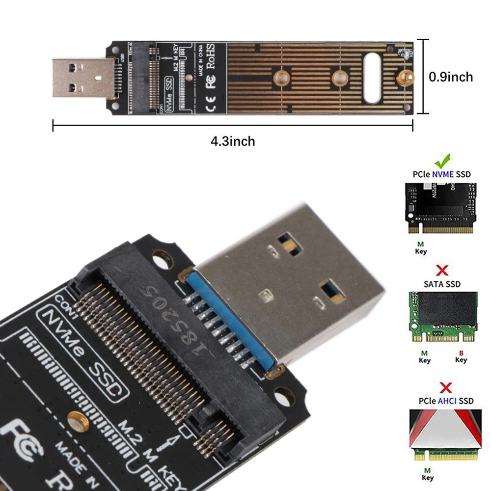NVME к USB адаптеру M.2 SSD Type A карте высокая производительность 10 Гбит/с 3 1 Gen 2 мост чип
