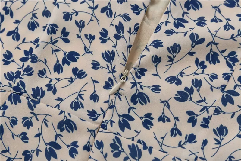 Bazaleas Vintage Split vestido Chic Navy tulip Print Summer Dress Slim Center Ruched women midi dress drop shipping | Женская одежда
