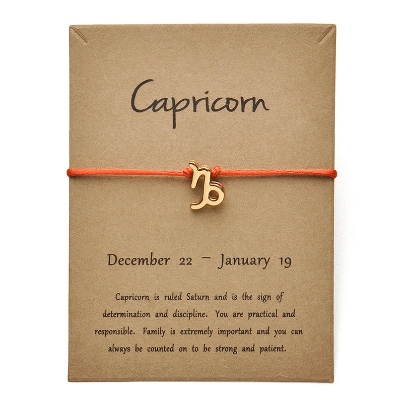 RED Gold Capricorn Красные цвета золотые карты модные ювелирные изделия 12 созвездия зодиака тканый браслет браслеты для женщин - Окраска металла: RED Gold Capricorn