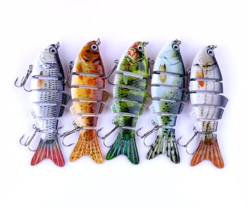 Искусственная рыболовная приманка 5 шт. 10 см трехмерная 6 сегментов рыболовные