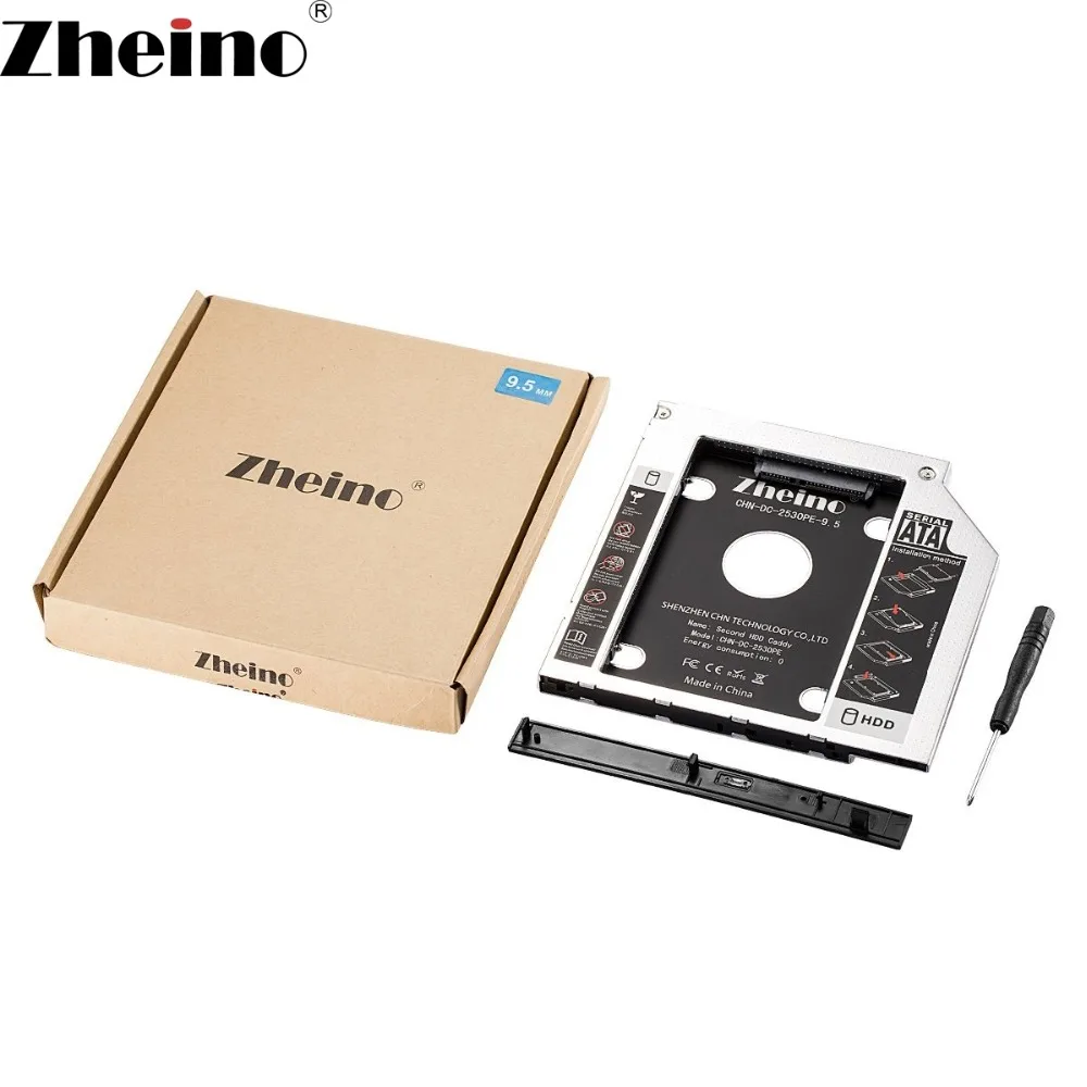 Zheino алюминиевый 9,5 мм 2nd HDD SSD Caddy 2,5 SATA для SATA рамка Caddy HDD чехол адаптер отсек для ноутбука CD/DVD-ROM ODD