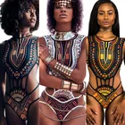 Новый Африканский бикини, женский слитный купальник 2018, бандажный купальник с лямкой через шею, купальник с цветочным принтом, пляжная одежда с высокой талией, бикини