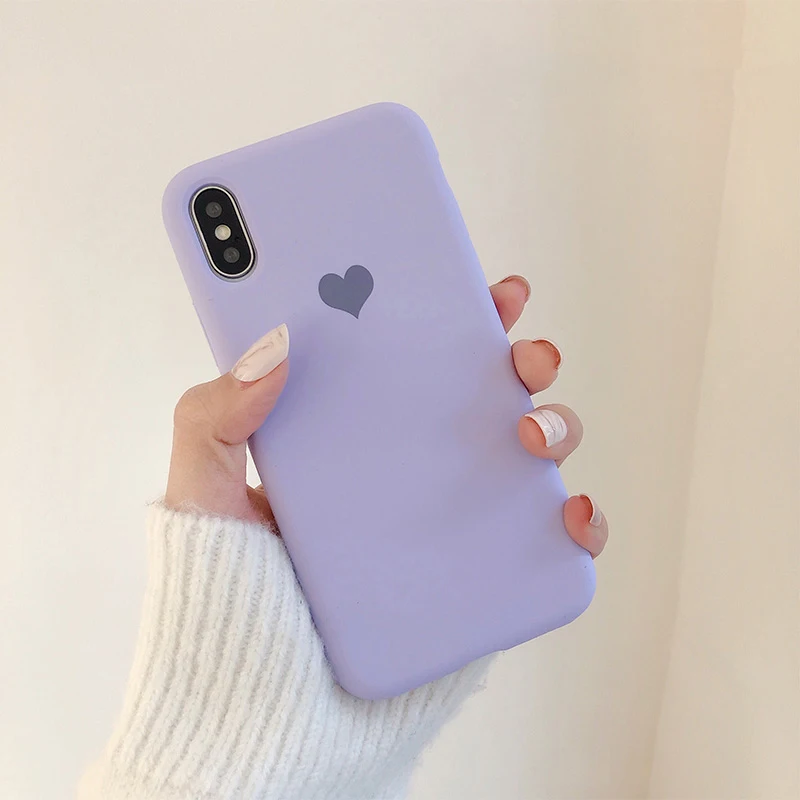 GlamPhoneCase однотонный чехол для телефона с сердечками iPhone 6 7 8 Plus X XR XS Max мягкий на