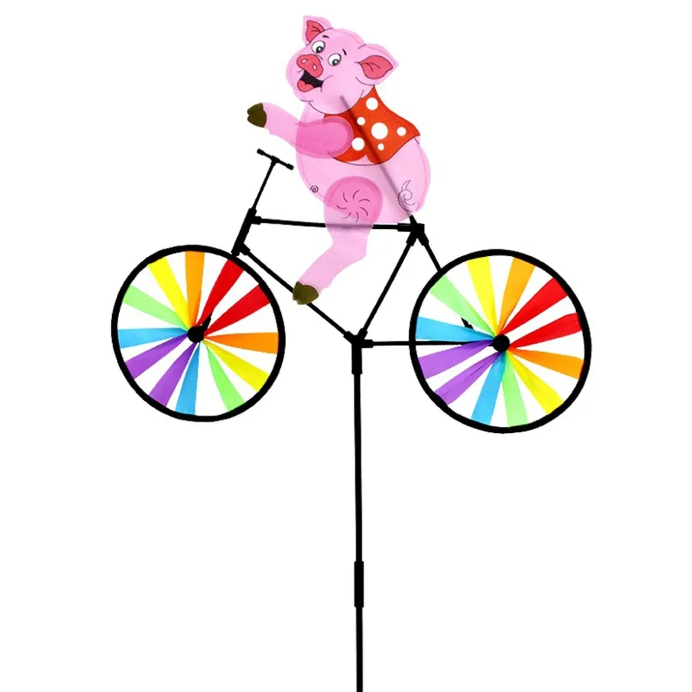 Симпатичные 3D Животные свинка на велосипеде ветряная мельница для сада газона