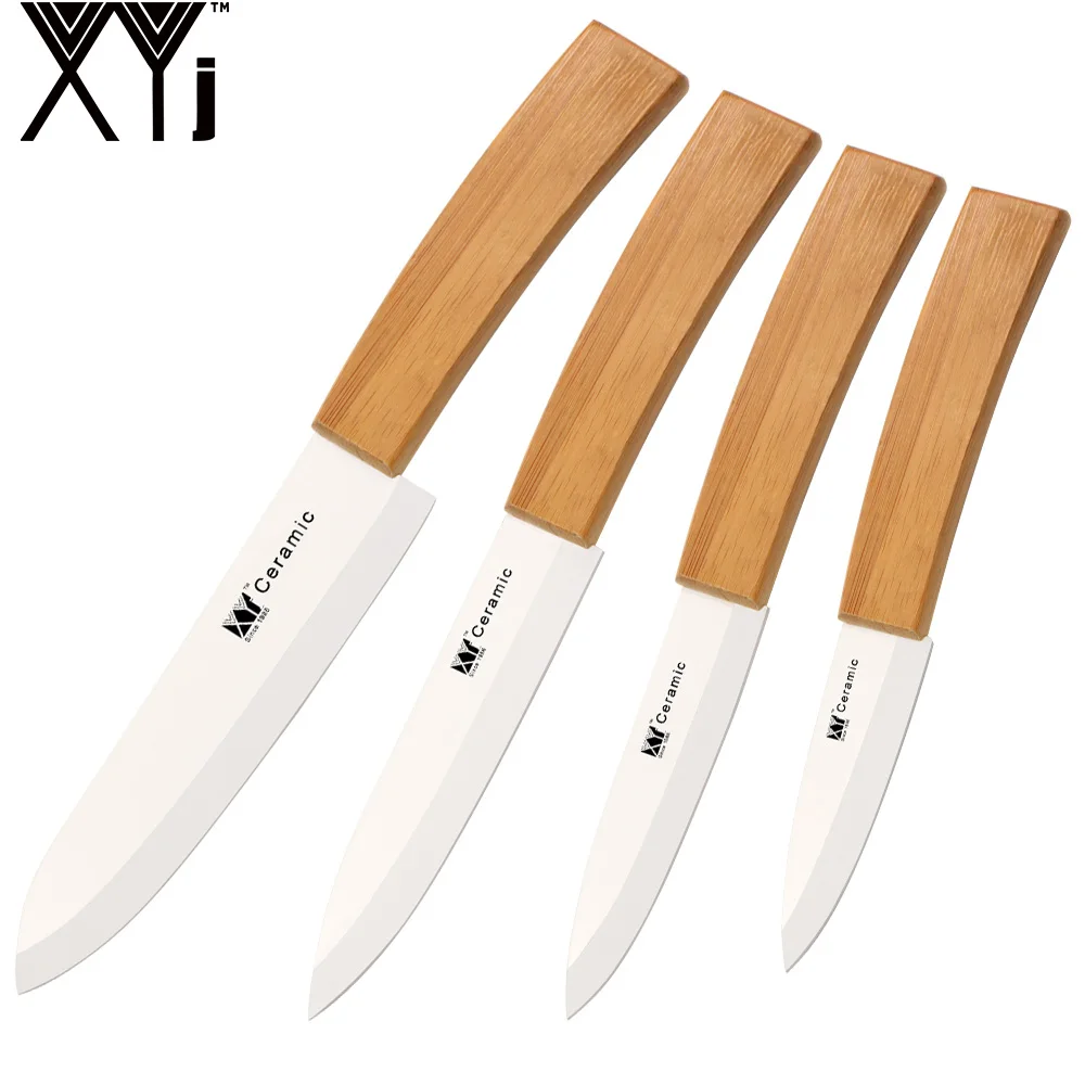 F 3456 inch XYj Керамические ножи оксид циркония, керамические кухонные ножи, наборы с бамбуковой ручкой, нож для нарезки фруктов, поварские ножи - Цвет: F 3456 inch