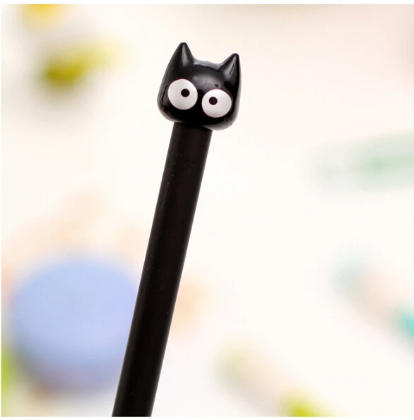 4 шт./лот новинка 2015 гелевая ручка с черным котом милые ручки чернилами для кошек