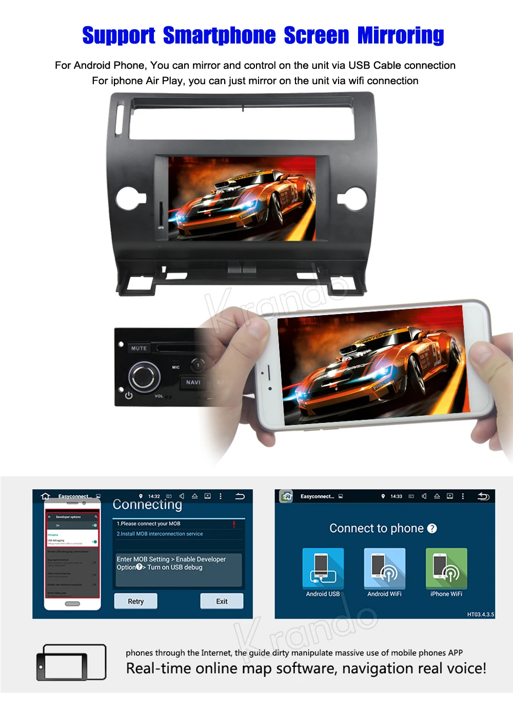 Автомобильная Мультимедийная система Krando 7 дюймов Android 9 0 для Citroen C4 2005 2011 радио gps