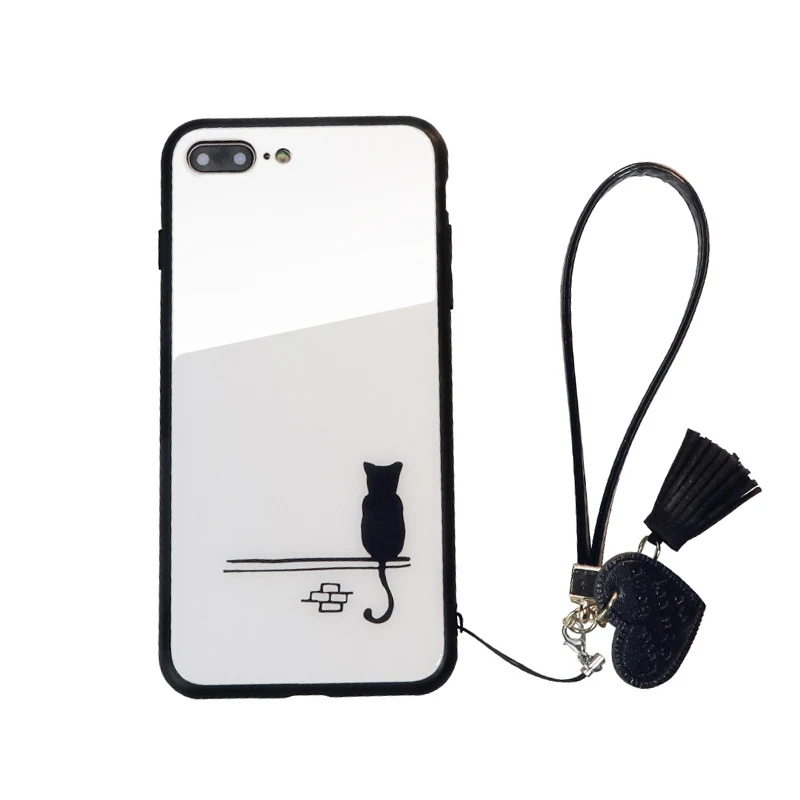 Ударопрочный чехол из закаленного стекла с мультяшным котом в новом стиле для