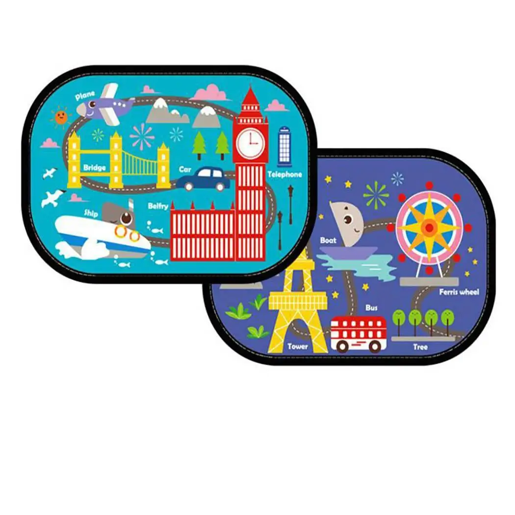 travel pattern Мультфильм ПВХ козырек от солнца для автомобиля Лобовое стекло Солнцезащитный козырек повседневный, путешествия, на открытом воздухе и т. Д - Цвет: travel pattern