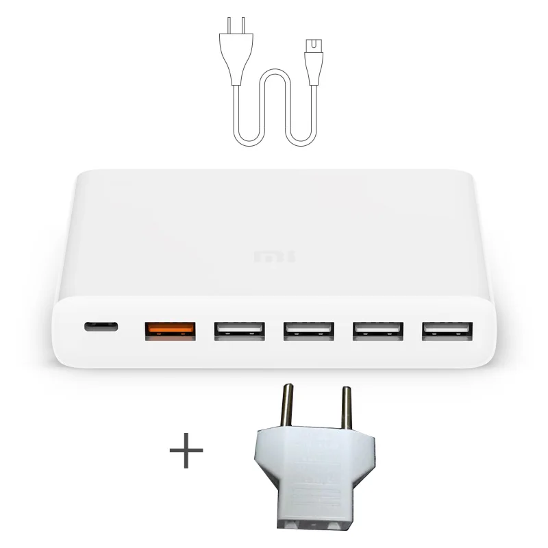 Xiaomi USB-C 60 Вт(всего) зарядное устройство с умным выходом 1 type-C 5 USB-A Dual QC 3,0 Quick Charge 18 Вт x2+ 24 Вт(5 В = a макс