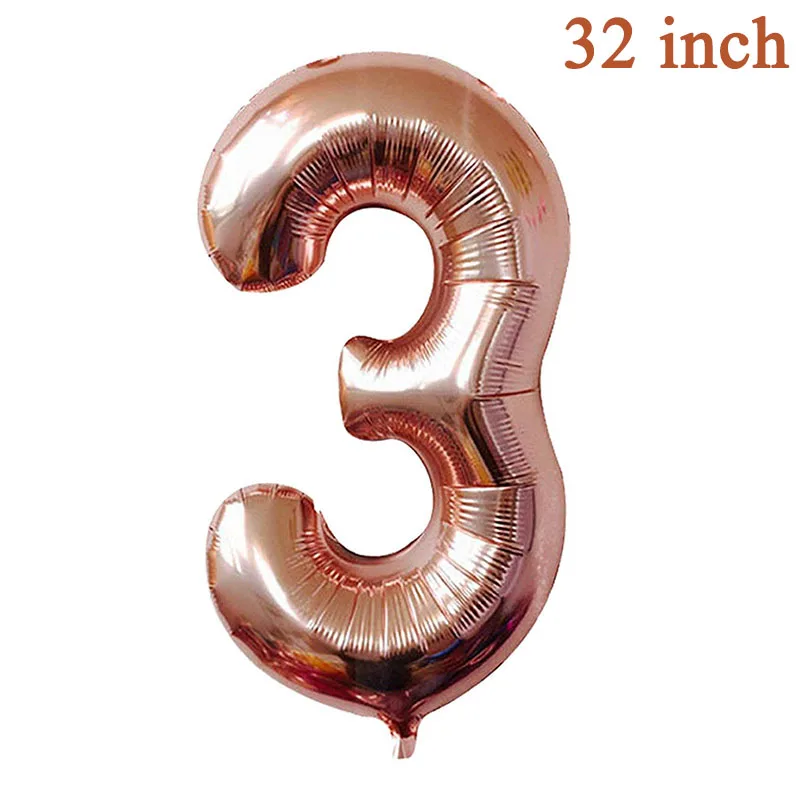 rose gold 3 32 дюйма количество Фольга шар для маленьких мальчиков и девочек с днем рождения мой первый 1st вечерние украшения для детей и взрослых Единорог поставки 2nd на возраст 3, 4, 5, 6, 7 - Цвет: rose gold 3