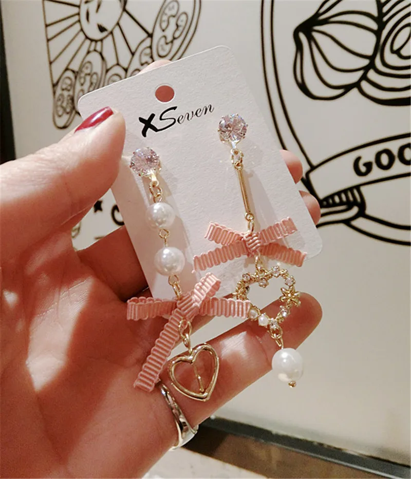 Висячие серьги в Корейском стиле кавайные Длинные розовые женские оптовая