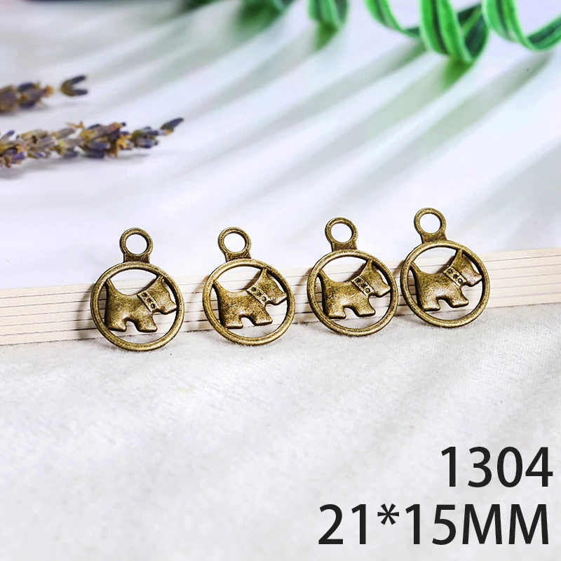 

21*15mm 10pcs Double-Sided Dog Alloy Pendant For Diy Jewelry Making 2 Colors Antique Silver Antique Bronze No.1304